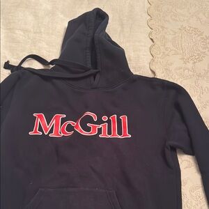Dark navy blue Hoodie with Red McGill Logo